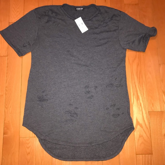 Oversized Distressed Tunic Charcoal Dress - Picture 3 of 6